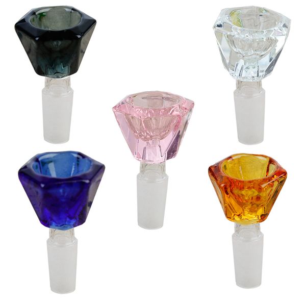 Bols en verre à fumer hexagonaux, forme coulissante, mélange de couleurs, filtre, joints de bol épais pour bongs, narguilé, conduite d'eau