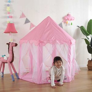 Zeshoekige kinderen ademende kleine kamer tent huis baby roze meisje speelt hete verkopende game prinses 2023
