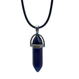 Pendentif colonne hexagonale, collier en pierre naturelle à la mode et personnalisé, accessoire de pendentif de tête de balle Internet célèbre Instagram Bullet