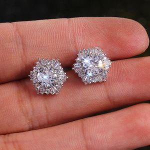 Boucles d'oreilles diamant hexagonales pleines de diamants brillants zircon strass écouteurs mode bijoux en gros cadeaux Saint Valentin