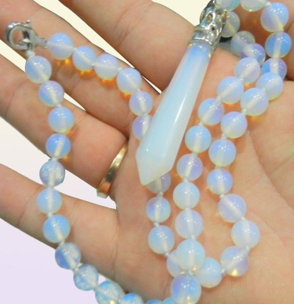 Collier avec pendentif en pierre d'opalite, pierre précieuse hexagonale, Chakra de guérison, Reiki, opale, 18quot7382363