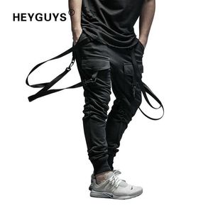 Heyguys droge heren broek pocket volledige lengte mannen hiphop joggers broek plus size broek mannen riem vrouwen streetwear 210707
