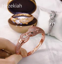 Hezekiah Tendance de la mode Bracelet léopard Personnalité dominatrice Bracelets élastiques Bracelet dame Soirée dansante argent Plein Drillin6580694