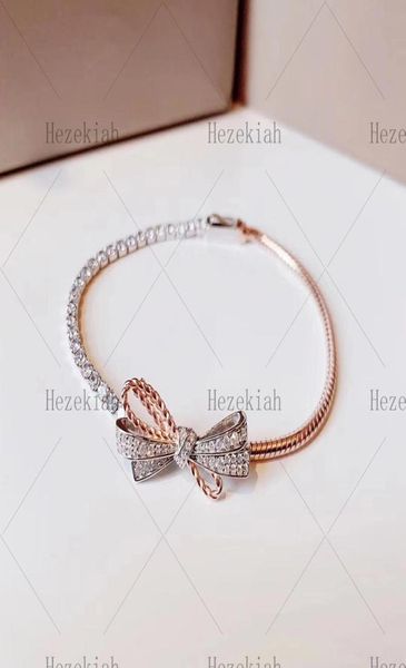 Ézéchias Placing 18K Rose Gold Color Séparationr Bow Bracelet Temperament Luxury Fashion Dance Party Dames et dames Bracelet HI3654020