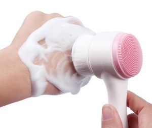 HF002 Dubbele Kanten Multifunctionele Siliconen Gezichtsreiniging Borstel Draagbare Maat 3D Face Cleaning Massage Tool Facial Brush2021