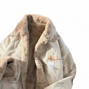 Hg Kg Style rétro manteau en velours côtelé Y2k hiver Fi lâche agneau décontracté Joker Cott-rembourré veste manteau pour hommes et femmes Top X7d9 #