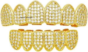 HH Bling Empire Iced Diamond Tands Grillz voor mannen Women Hip Hop Silver Gold Grills voor uw tanden Tanden TOTHOP EN BODEM RAPPER Kostuum tanden sieraden en accessoires