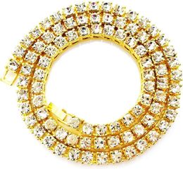 HH Bling Empire Silver Gold Out Diamond Tennis Chain para hombres Collares de tenis de diamantes de diamantes de diamantes para mujeres tenis y cadenas de enlace cubano 18-30 pulgadas