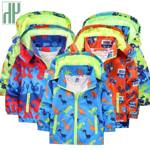 HH Chaquetas para niños con capucha impermeables cortavientos chaqueta de primavera para niñas dinosaurio niños niño abrigo de lluvia chaqueta niño ropa exterior 201106