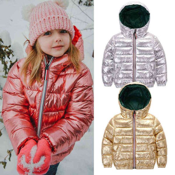 HH Niñas abrigo de invierno parka niños rosa oro plata abajo chaqueta para niño adolescente chaquetas de invierno traje de nieve chaqueta rusa 2 8 10 años 211111