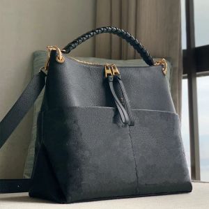 HH Totes Mahina MAIDA BEAUBOURG MM HOBO Sac à bandoulière en cuir véritable de veau perforé avec poignée supérieure tressée Sac à main pour femmes Designer Duffle Totes