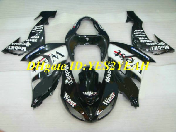 Kit de carenado de motocicleta de alta calidad para KAWASAKI Ninja ZX10R 06 07 ZX 10R 2006 2007 ABS WEST Blanco negro Carenados set + regalos KX08