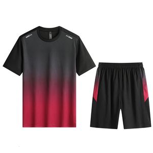 HI-Q Hoge kwaliteit Ice Silk Quick Drying T-Shirt Suit Men Korte Mouw Running Sportswear Shorts Tracksuit Gym Training Sets 240517
