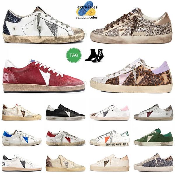 Hi Star Sneakers Designer Ball-Star Golden Chaussures décontractées Classique Do-Old Sale Shoe Mid Double hauteur Baskets en cuir Glitter Golden Femmes Homme Qualité Luxe