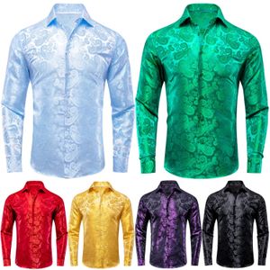 Hi-tie Jacquard Paisley Mens Drail Shirts Lapel Suit Suit shirt Casual Formal Blouse 10 Colors Wedding Business Party 240320