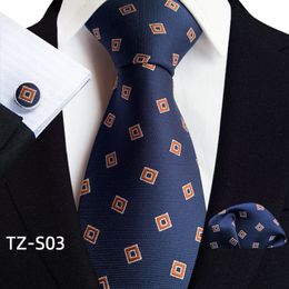 Hi-Tie-Conjunto de corbata de seda para hombre, corbatas y pañuelos florales de oro amarillo, conjunto de gemelos, traje de fiesta de boda, corbata de cuello a la moda C-33054