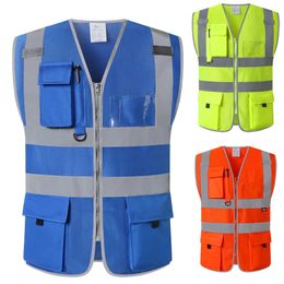 Colete reflexivo hi vis malha colete de segurança reflexivo botton frente alta visibilidade workwear trabalho para homem e mulher