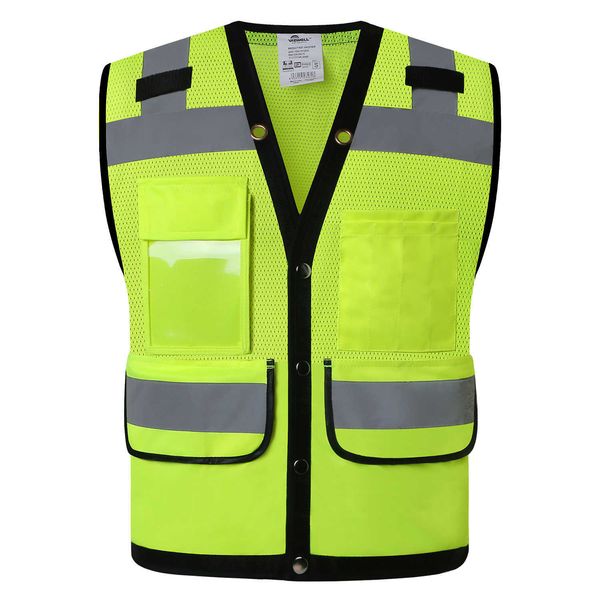 Chaleco reflectante Hi Vis Mesh Safety Vest Reflective Surveryor Chaqueta amarilla Ropa de trabajo de alta visibilidad