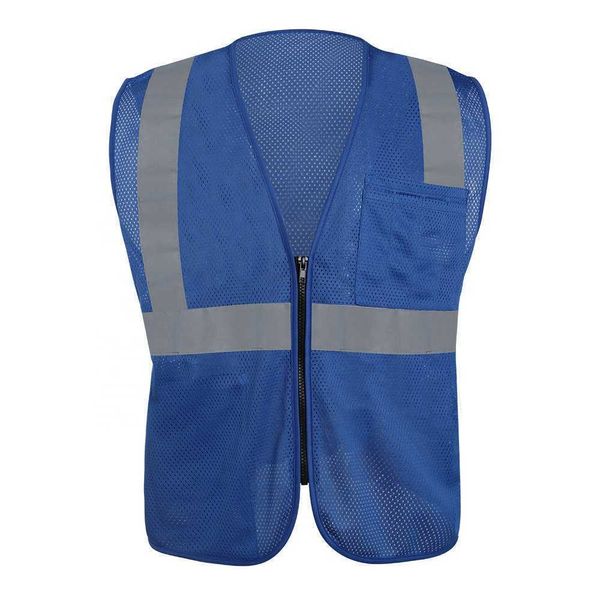 Chaleco de construcción 10 piezas en chaqueta de seguridad Hi Vis con cremallera Ropa reflectante de seguridad Chaleco de seguridad al por mayor Azul marino