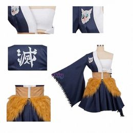 Hibra Inosuke Cosplay Kostuums Anime Vrouwen Outfits Rok Pruik Meid Sets Rollenspel Meisjes Halen Kostuum c0EX #