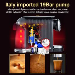 Machine à café à capsules HiBREW cafetière expresso combinée avec mousseur à lait argenté MF04/MF802 pour la maison