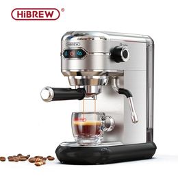 HiBrew Coffee Maker Cafetera 19 Bar Inox Semi Automatic Super Slim Ese pod poeder Espresso Cappuccino Machine Water H11 240423