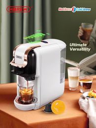 Hibrew Multiple Capsule Coffee Machine Cold DG Cappuccino Nes Small Ese Pod Ground Cafeteria 19bar 5 in 1 H2B 240423