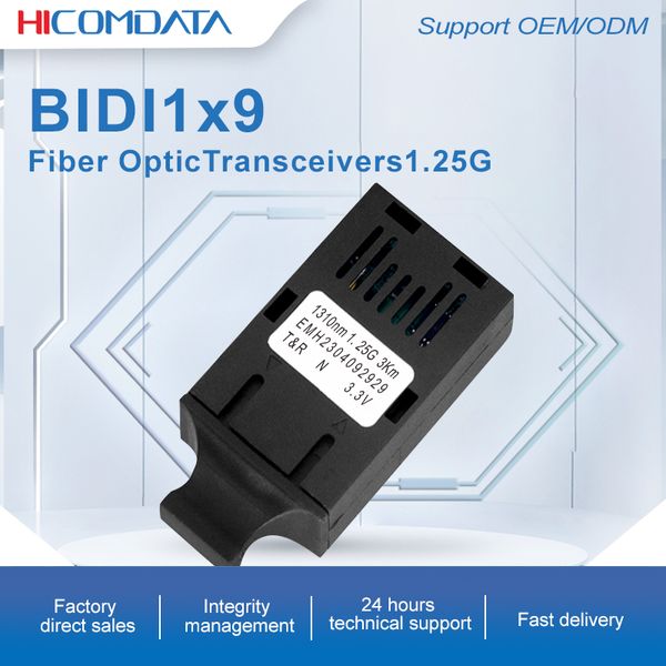 HiComData Gigabit SM/MM 1x9 Bidi 850nm/1310nm Módulo de fibra SC, 1*9 1000M MODE MODE Conector de fibra de fibra 3.3V Transceptor óptico 3km