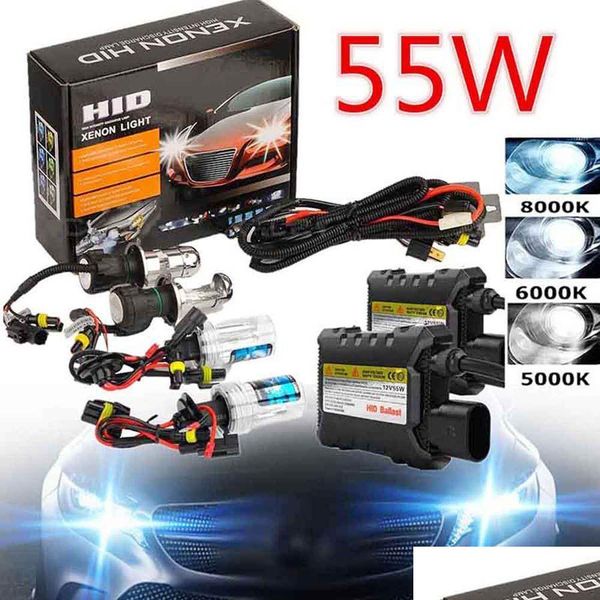 Kits de xénon de voiture Hid H7 BB 55W phare de lumière H1 H3 H11 9005 9006 4300K 5000K 6000K 8000K Conversion Ballast phare livraison directe Aut Otydh