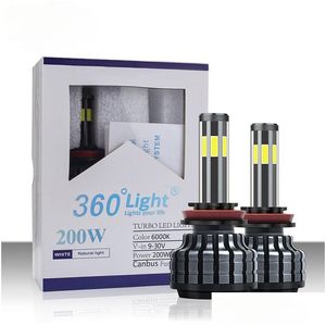 Hid Xenon Kits voiture LED phares 6 côtés lumière 360 degrés lueur phare blanc bleu pâle jaune lumières BDS H1 H3 H7 H11 H9 H27 Supe Dhqkc