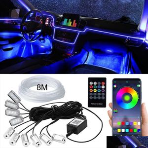 Hid Xenon Kits Led Sign 10 In 1 Car Interior Ambient Light Fiber Optic Foot Door Atmosphere Lamp Decoration Neon Strip Remote App Mu Dhwye
