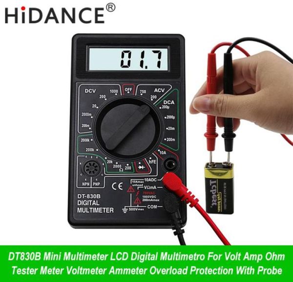 HiDANCE Mini multímetro Digital LCD para voltios amperios ohmios medidor voltímetro amperímetro protección de sobrecarga con Probe7602490