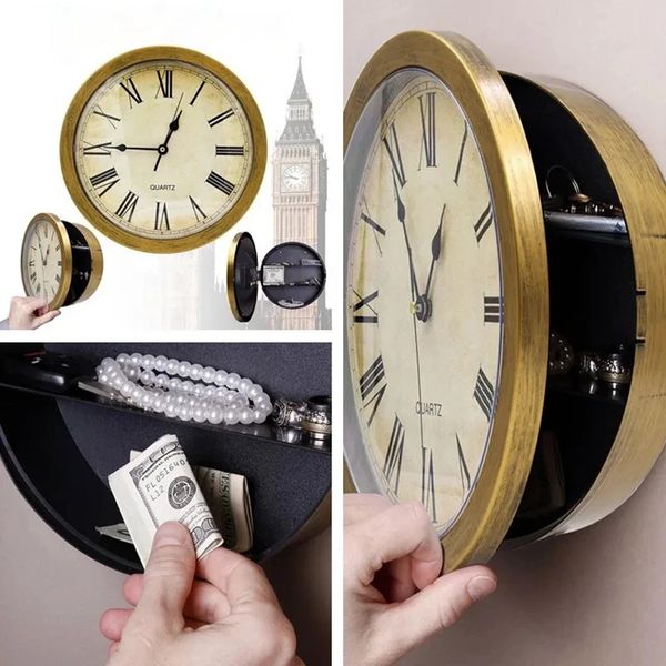 Hidden Safe Large Mur Clock Safety Box Secret Secuiirty Box Money Bijoux STACK STOCKING Home Office Cash Safes Wholesale 240408