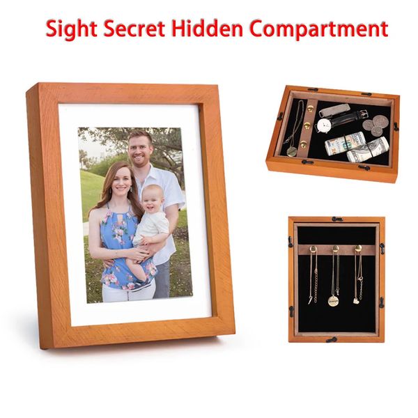 PARTAGE DE Rangement caché PO Cadre Secret Secret Hide Cash Jewelry Collier Collier pour le bureau à domicile Boîte sûre Boîte de Noël Cadeau 240408