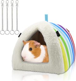 Zoupgmrhs cachette cave confortable maison pour hamsters rats hérisson handicaux accessoires de cage de cochon (grand arc-en-ciel)