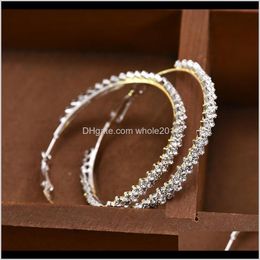 Hie levering 2021 Luxe Bright Full Full Crystal Rhinestone Hoop oorbellen Pearl Drop Earring For Women Sieraden F2C5F