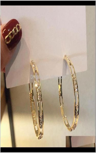 Aretes de cristal redondo de oro para mujeres Bijoux Geométrico Rhinestones Arendería Declaración de joyería Gotos QPKM1949289