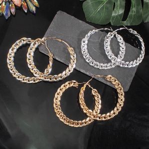 Hie Sieraden Trendy 90mm Big Metal voor Vrouwen Goud Twisted Cirkel Ronde Legering Hoop Oorbellen Mode Party Sieraden Drop Levering 2021 E0VAF