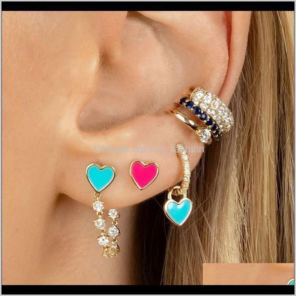 Hie JewelryRhinestone Crystal Safe Pin Hoop Hiies Femmes Mignon Coeur Boucles d'oreilles suspendues Bijoux en gros Cadeaux de fête Drop Livraison 2021 0Vmkk