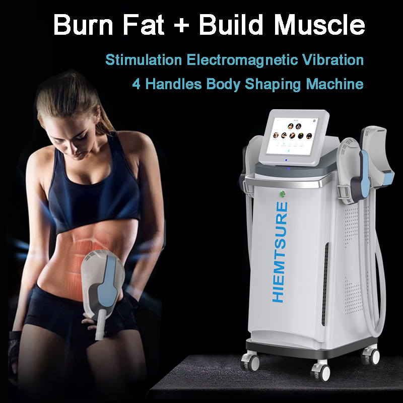 Professionell Hiemt Body Slimming Machine Emslim Muscle Stimulator Fat Loss 4 Arbetar Handtag Kroppsformning Skönhetsutrustning Hem Salong Användning