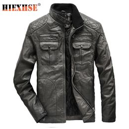 HIEXHSE Hommes Vestes En Cuir Moto Col Montant Zipper Poches Mâle US Taille PU Manteaux Biker Faux Cuir Mode Survêtement 201127