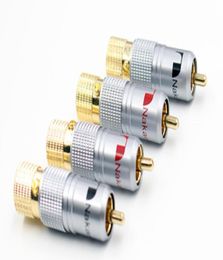 Hifi 8 stuks Nakamichi 10 mm vergulde RCA-stekker Vergrendeling Niet-soldeerstekker RCA Coaxiale Connector Socket Adapter fabriek Hoge kwaliteit7622976