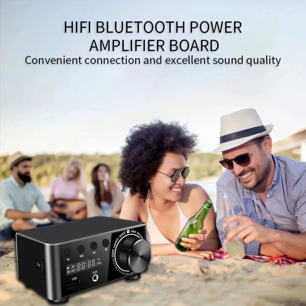 HIFI Bluetooth 5.0 Power Class D Amplificateur Mini Stéréo TPA3116 Amplificateur numérique 50W + 50W Carte USB / AUX TF USB / AUX