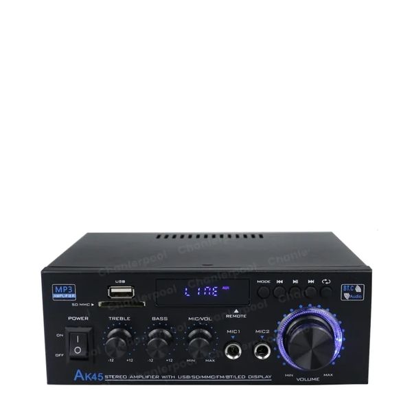 Amplificateur de puissance Audio numérique HiFi AK45, Bluetooth, canal MP3 2.0, Support d'ampli sonore DC12V 90V-230V pour maison et voiture MAX 350W 2