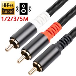 HIFI RCA Audiokabelaansluiting 3.5 tot 2 RCA -kabel 2rca Male Y Splitter Aux -kabel voor tv -pc -versterkers DVD -luidsprekerdraad 1/2/3/5m