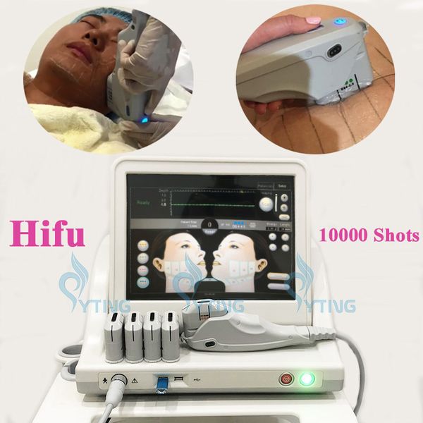 Máquina de ultrasonido HIFU, equipo de belleza, Estiramiento facial, antienvejecimiento, ajuste de la piel, 5 cartuchos para rostro y cuerpo