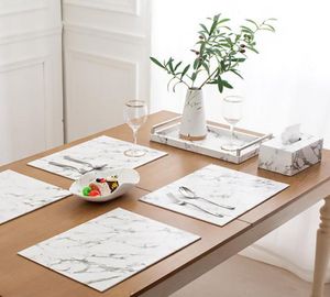 Hifuar Marble Match Table Mat Dining Table Dishware Coasters Pu Placment Kitchen Table Varelle Médalière Décorative MAT6851682