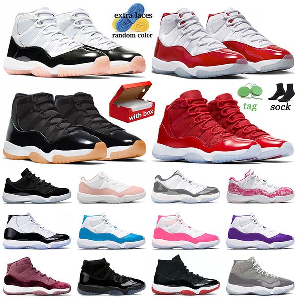 2024 TOP J11 Sneakers avec boîte de basket-ball chaussures Jump Man 11 Neapolitan Cherry Red Black Gum Space Jam Cool Grey DMP Gratitude Mens Womens Jumpman 11s Trainers Dhgate