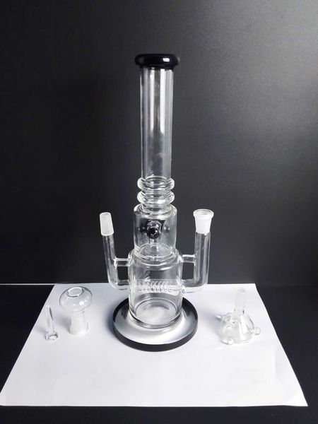 alto: 32 CM Beaker bongs barato para la venta bong de vidrio con precolador pipas para fumar jade blanco bong de vidrio grueso