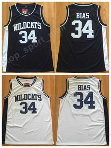 Haut 34 Biais Wildcats Maillots Hommes Lycée Noir Basketball Biais Jersey Collège Sport Pur Coton Qualité